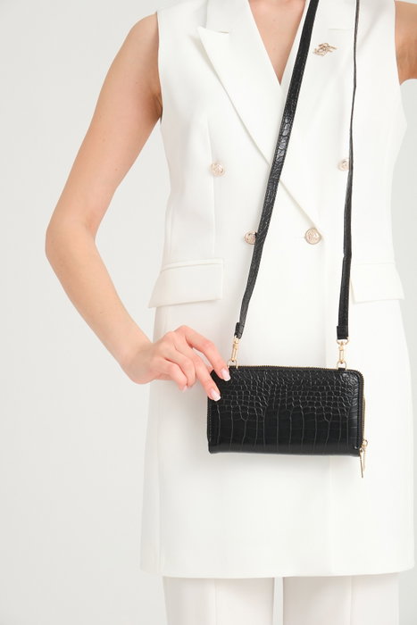 Zoozie Bags Cartera Lizard Negro 20cm x 4cm x 11cm
